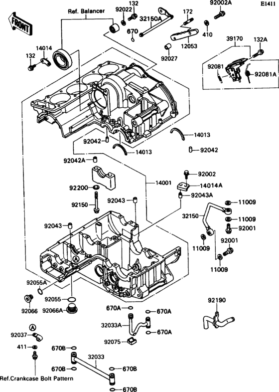 ZX1100 Картер двигателя