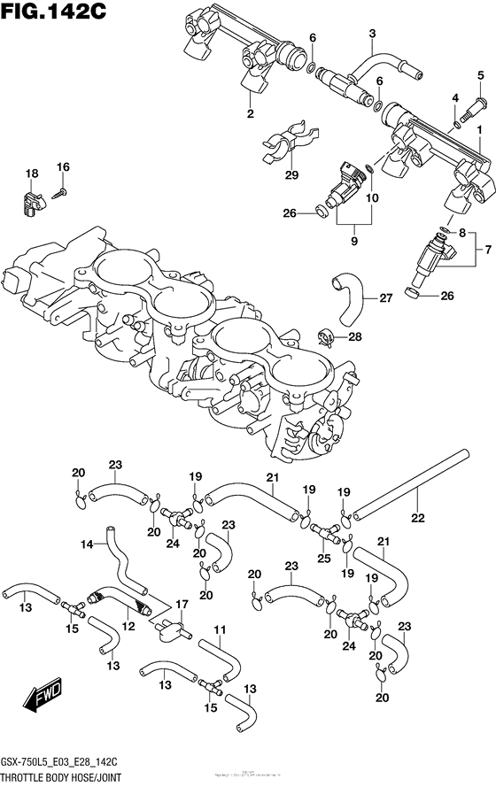 Throttle Body Hose/joint (Gsx-R750L5 E33)