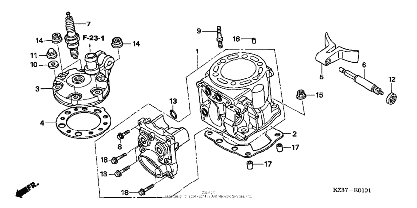 Cylinder + cylinder head ('05-'07)