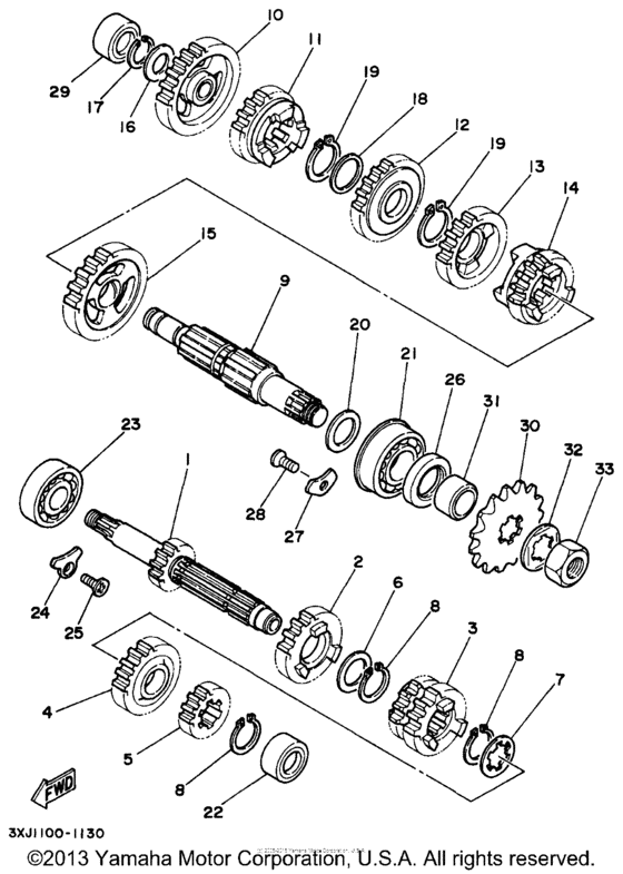 YZ125J1 Трансмиссия