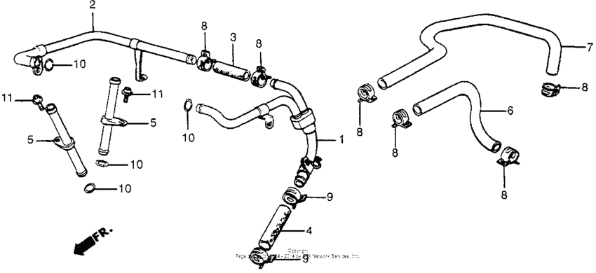 VT500F Патрубки охлаждения