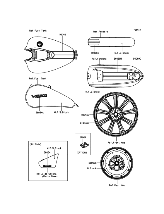 VN900 Наклейки (черные)