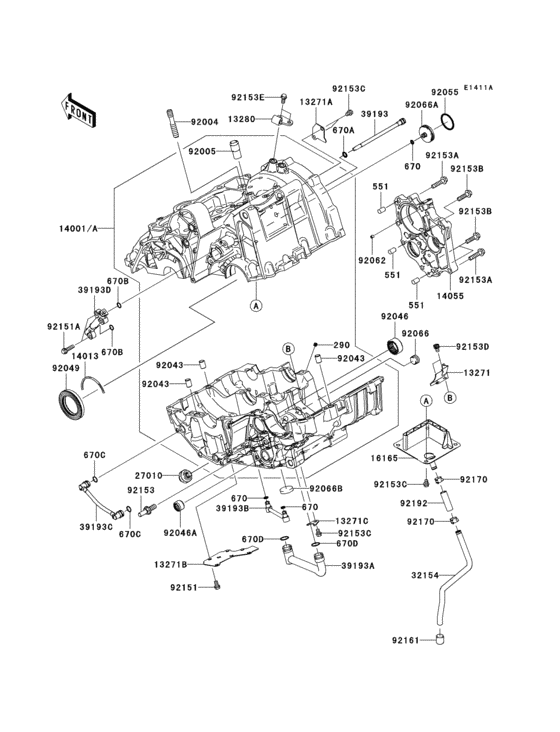 KLE650 Crankcase(1 / 2)(er650ae057324-)