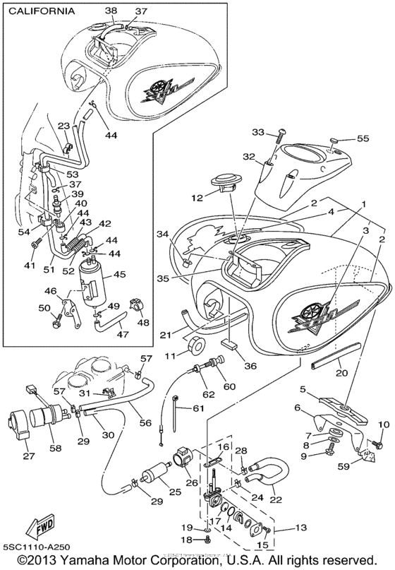 XVS650A Топливный бак