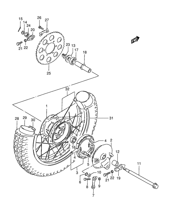 Rear wheel complete assy