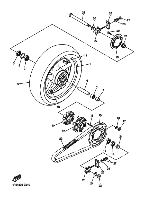 Rear wheel complete assy