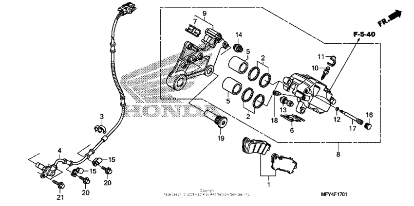 Rear brake caliper (abs)