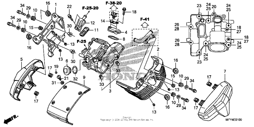 VT1300CR (ABS) Крышка головки цилиндров,передняя