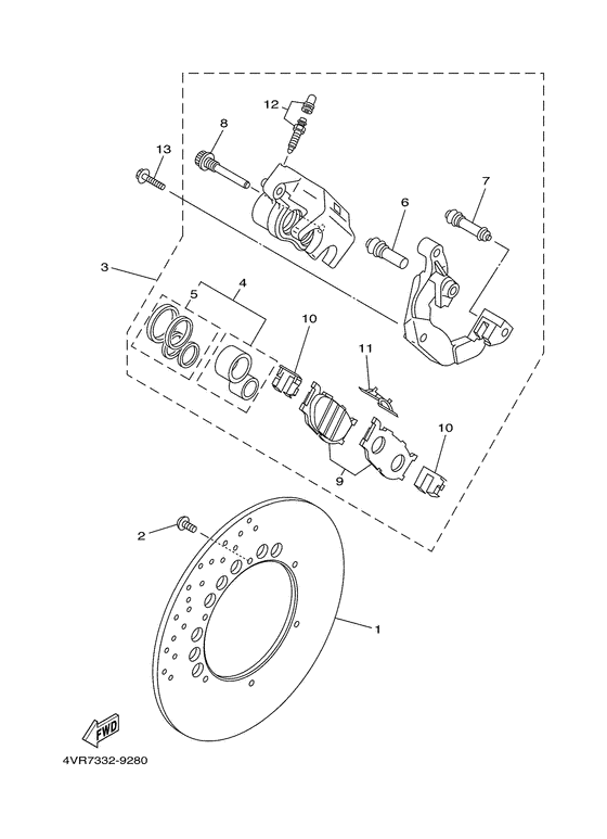 XVS650 Передний тормоз