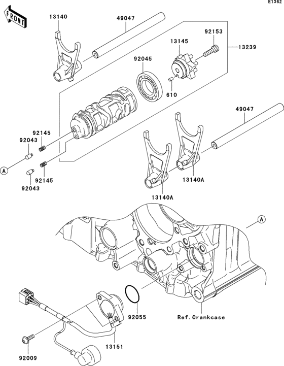 ZX1400 Валы и вилки переключения передач