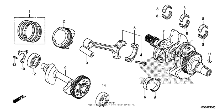 NC700X Коленчатый вал и поршни