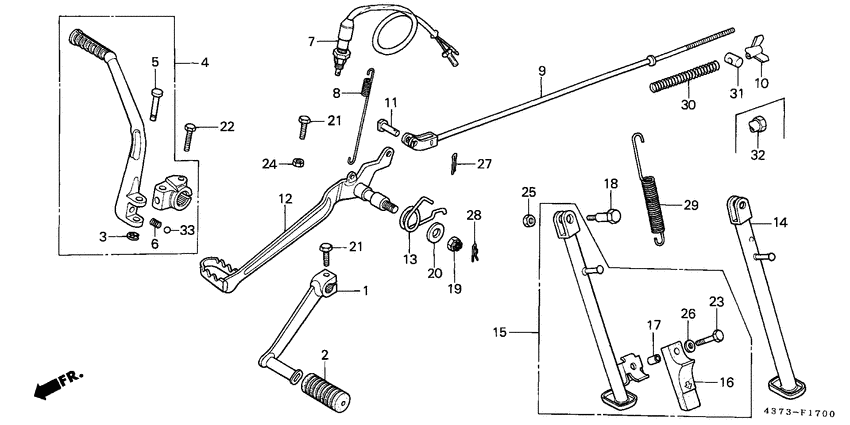 Pedal/kick starter arm