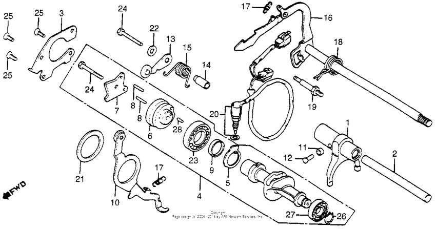 Cm400a gearshift drum + gearshift arm