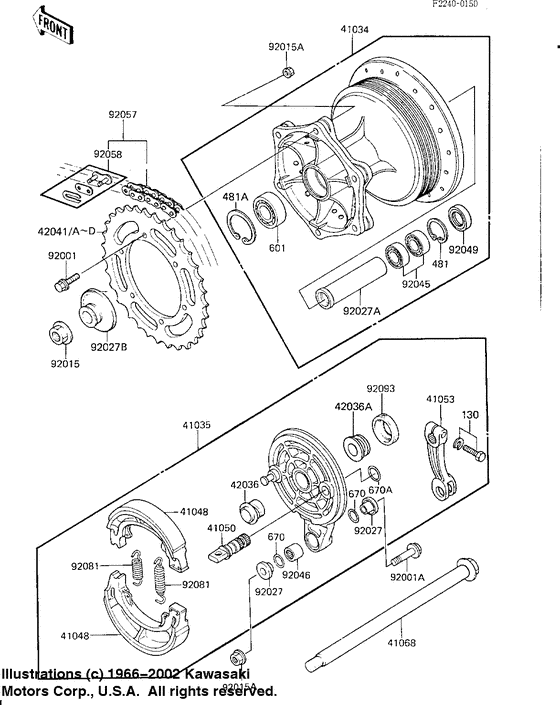 Rear hub/brake/chain