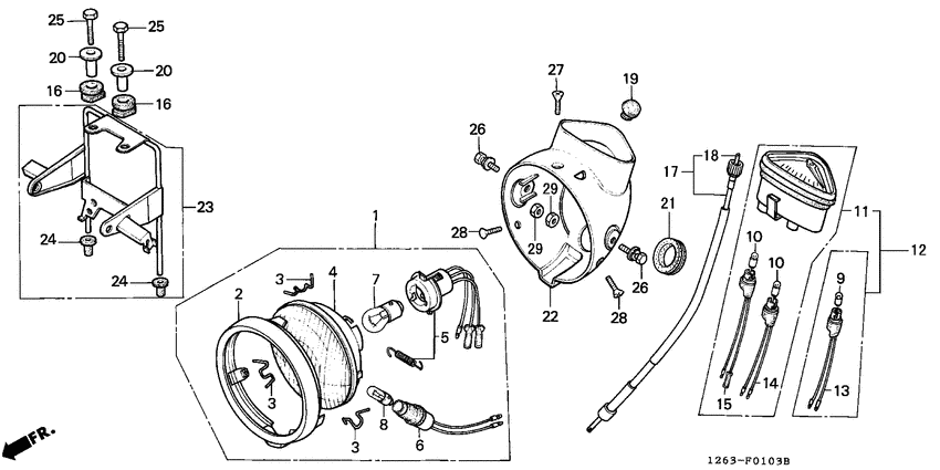 Headlight/speedometer