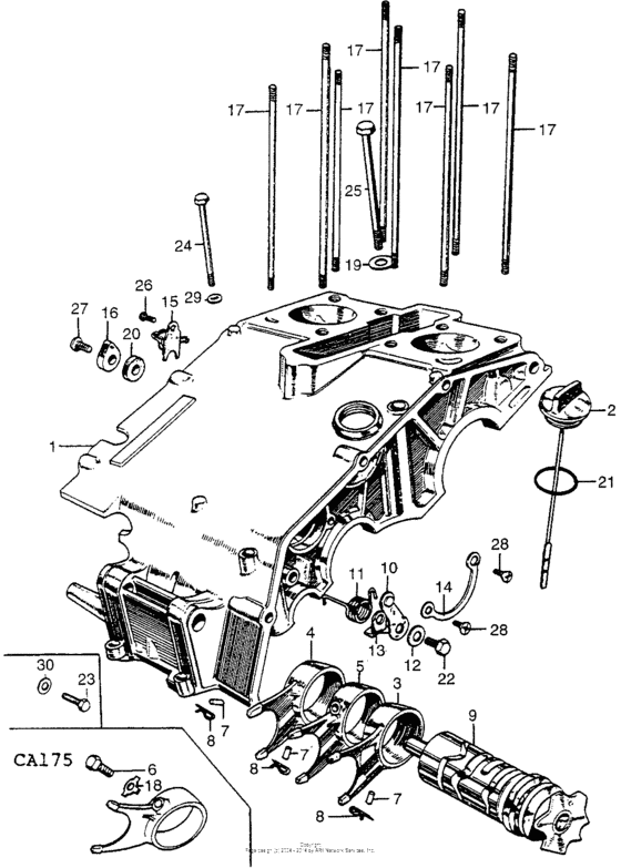 Upper crankcase + shift drum