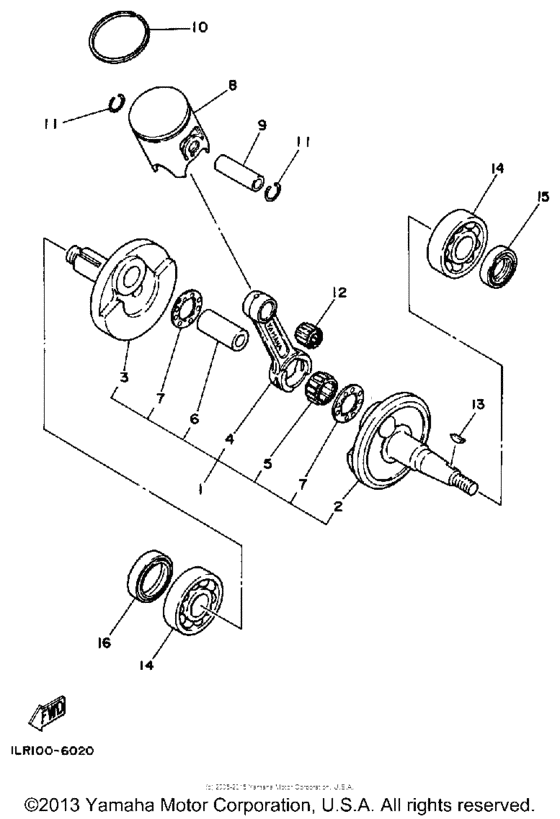 YZ80S (Motocross) Коленвал,поршни