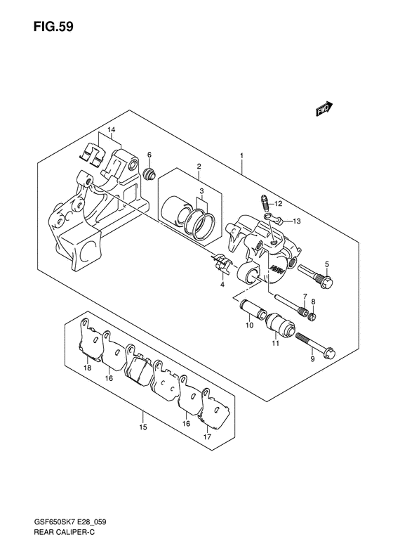 GSF650S Задний суппорт