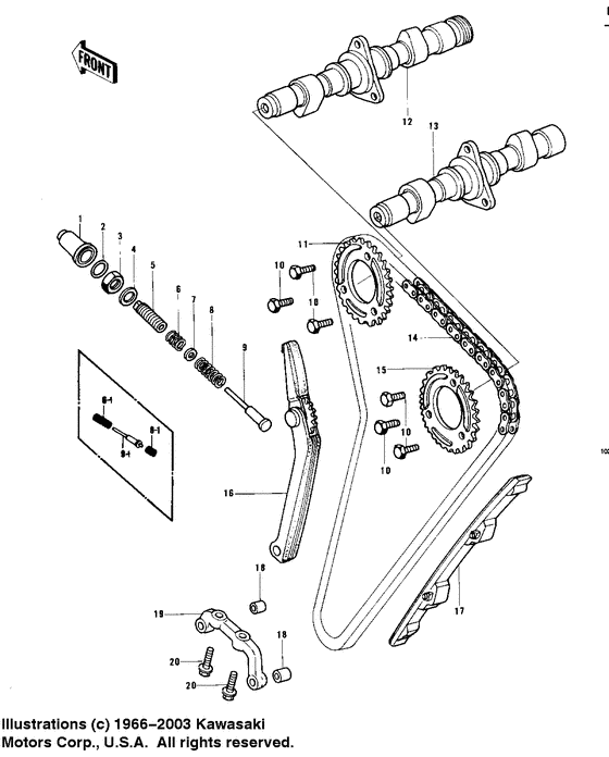 Camshafts/chain/tensioner