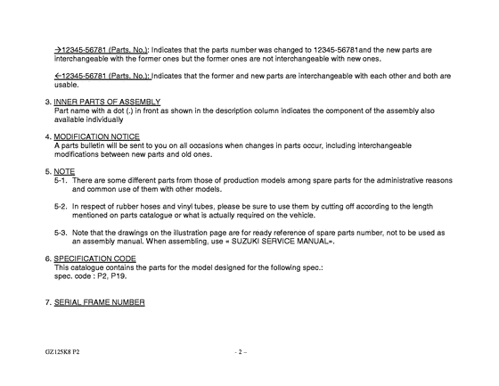 GZ125 Catalog preface