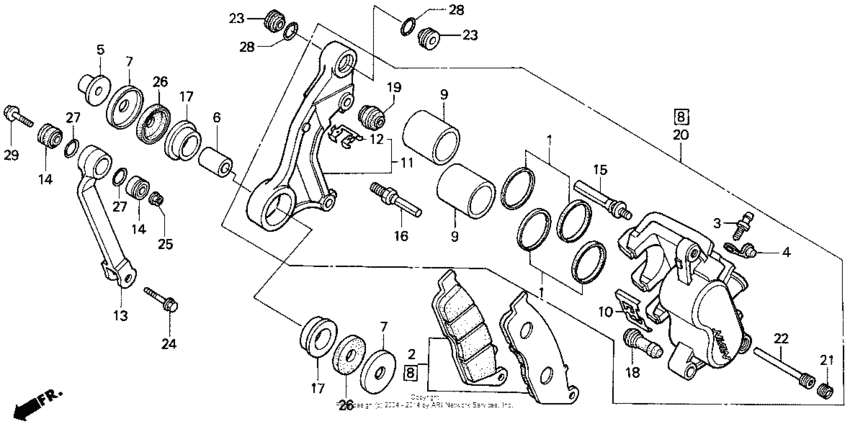Front brake caliper 94-97