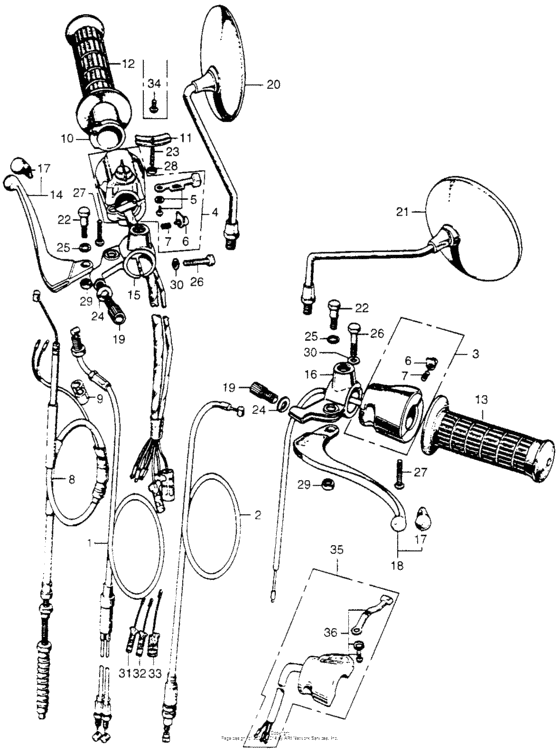 Cable + horn & lighting switch