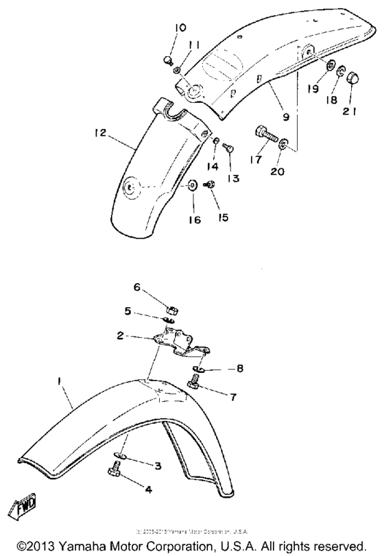 MX100G Front fender - rear fender
