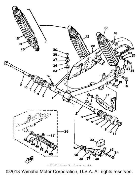 Rear arm - rear cushion - chain case
