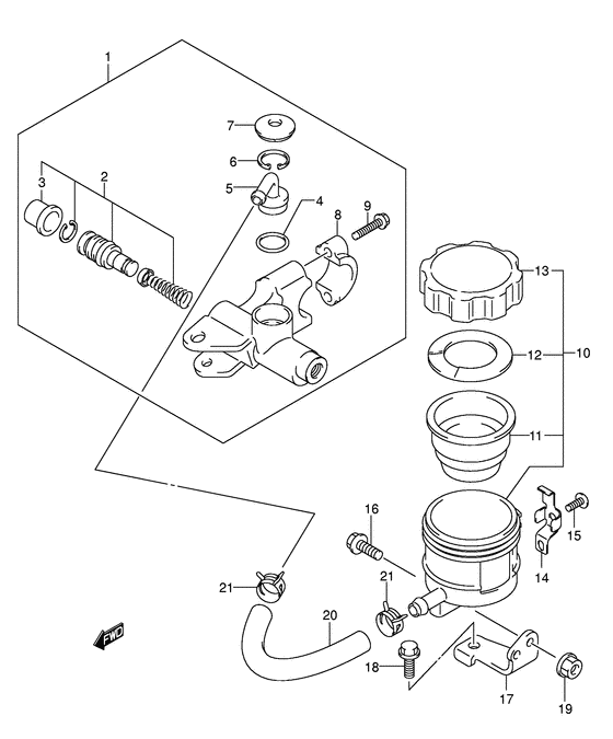 SV1000 Передний тормозной цилиндр