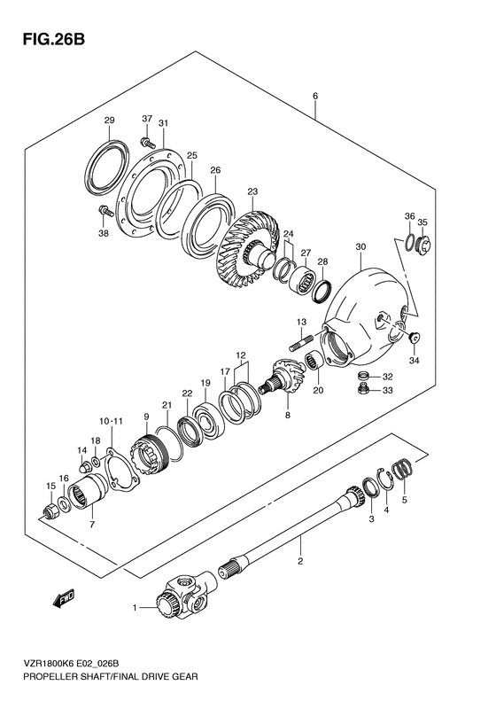 Propeller shaft/final drive gear