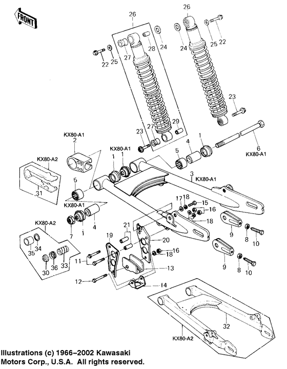 Swing arm/shock absorbers