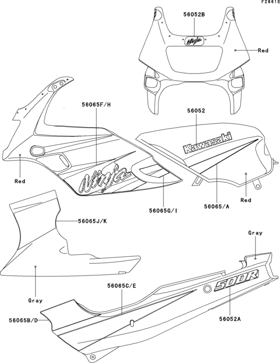 EX500 Decals(red)(ex500-d9)