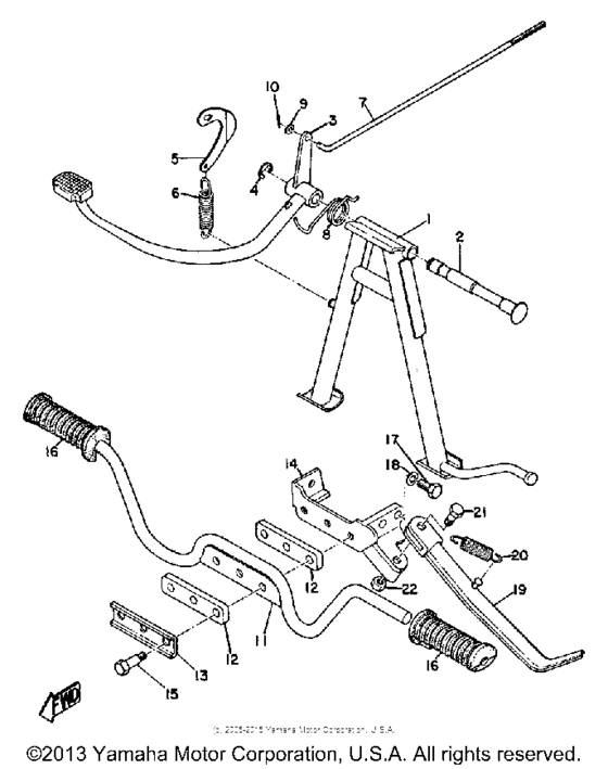 Stand, footrest & rear brake pedal