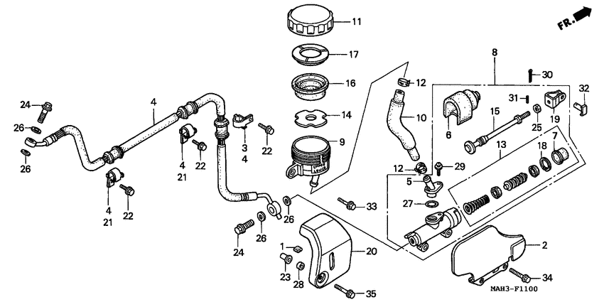 Rr. brake master cylinder