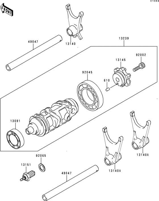 ZX600 Валы и вилки переключения передач