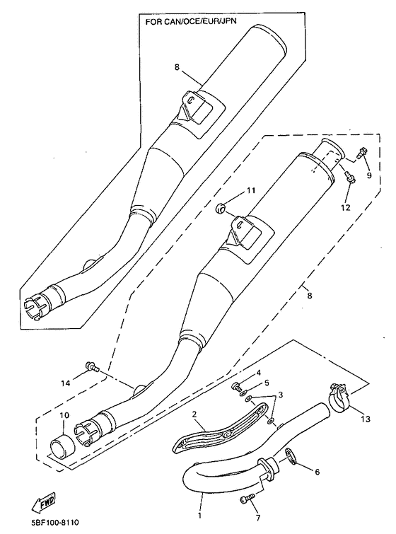 WR400F Выхлопная система