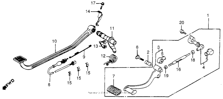 Brake pedal + gearshift pedal