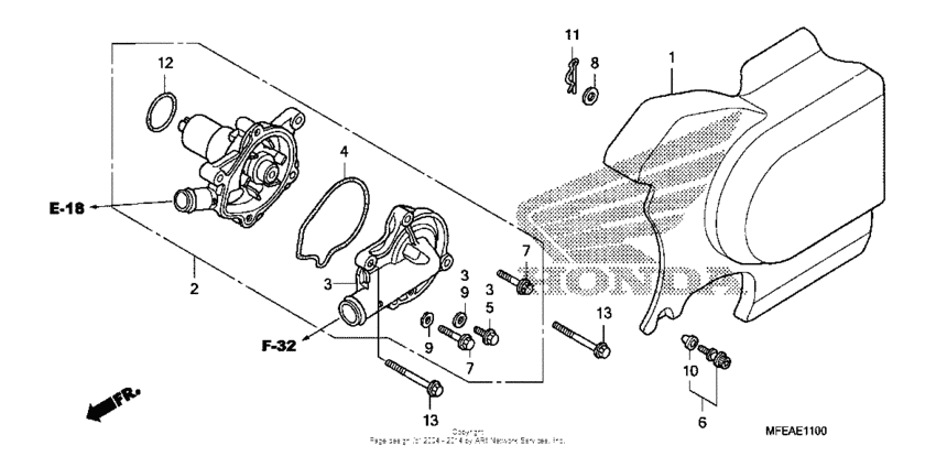 VT750C2B Water pump + left rear cover