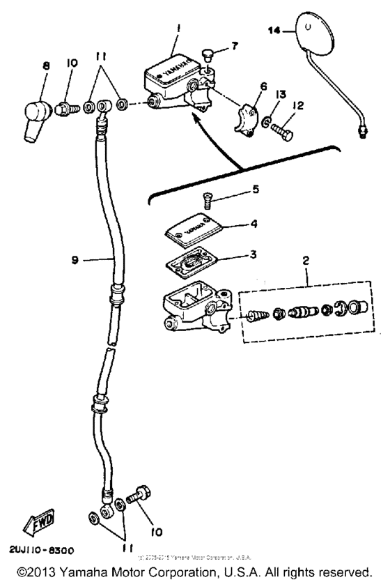 XV250 Главный тормозной цилиндр