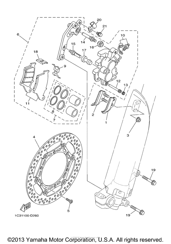 YZ250T1 Передний суппорт