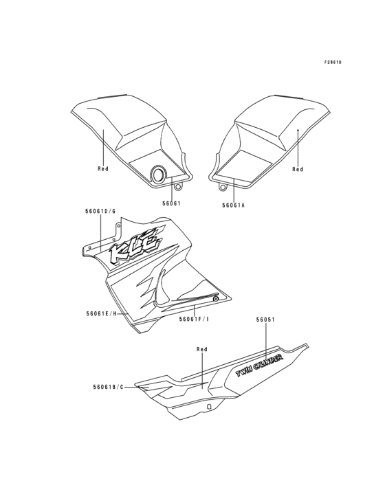 KLE500 Decals(red)(kle500-a7 / a8)
