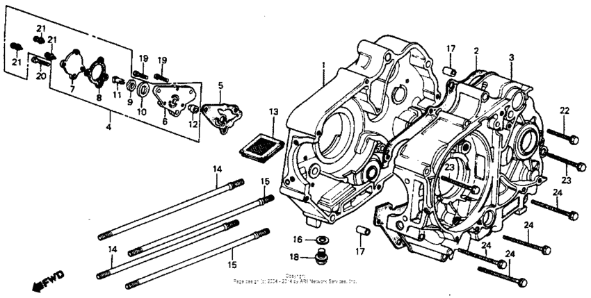 C70 Crankcase + oil pump