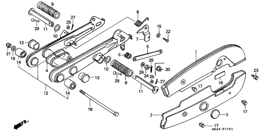 Rear fork/chain case