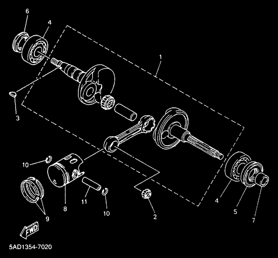 YN50 Коленчатый вал и поршни