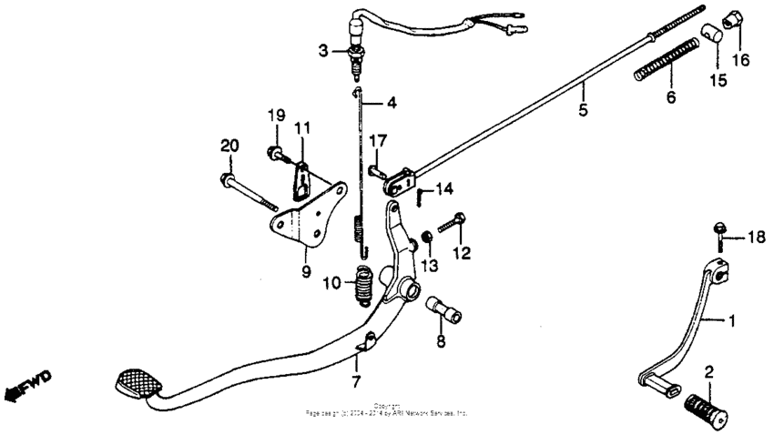 Brake pedal + gearshift pedal