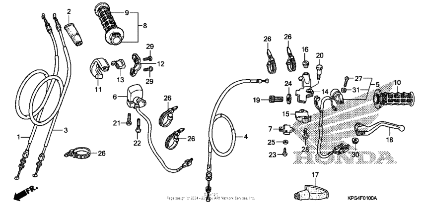 Handle lever + switch + cable