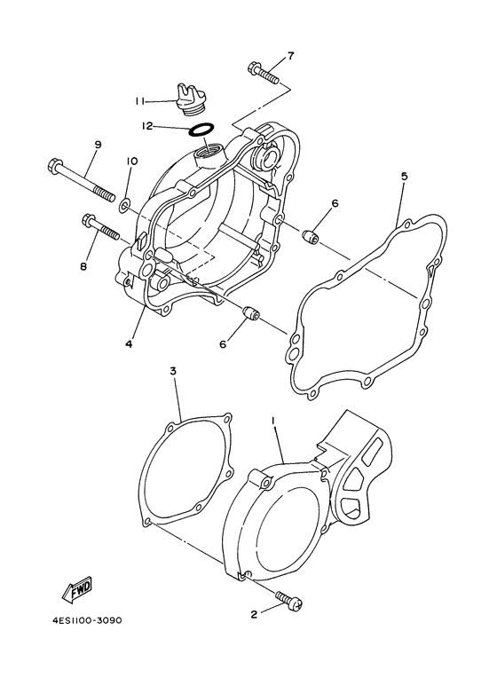 YZ80LW Крышка картера двигателя