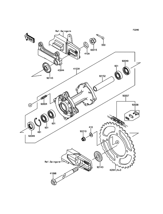 KX100 Задняя ступица колеса