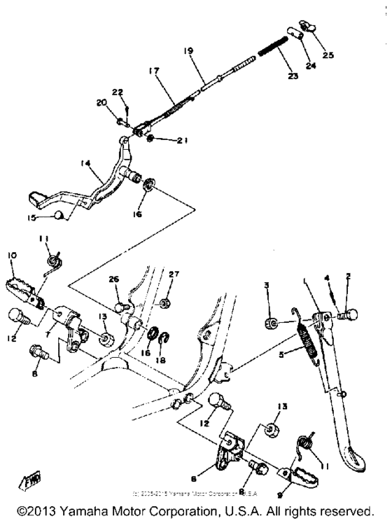 Stand footrest brake pedal