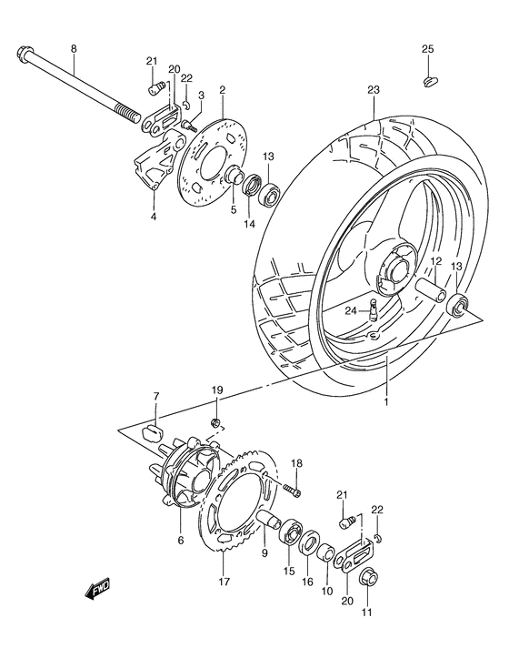 Rear wheel complete assy